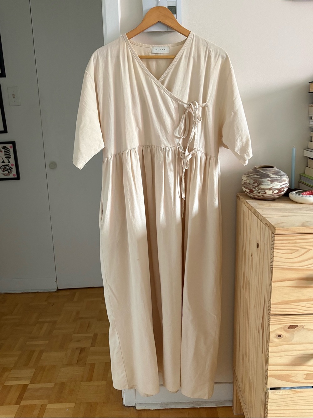 Olive Clothing Faye Ribbon Dress, Ivory